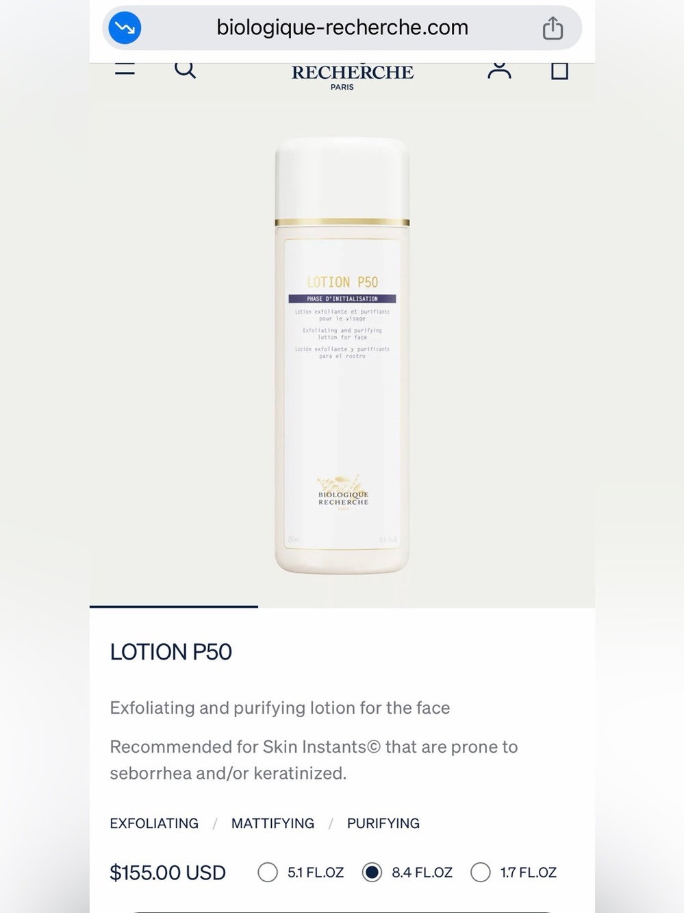 Biologique Recherche Lotion P50 Exfoliating Toner